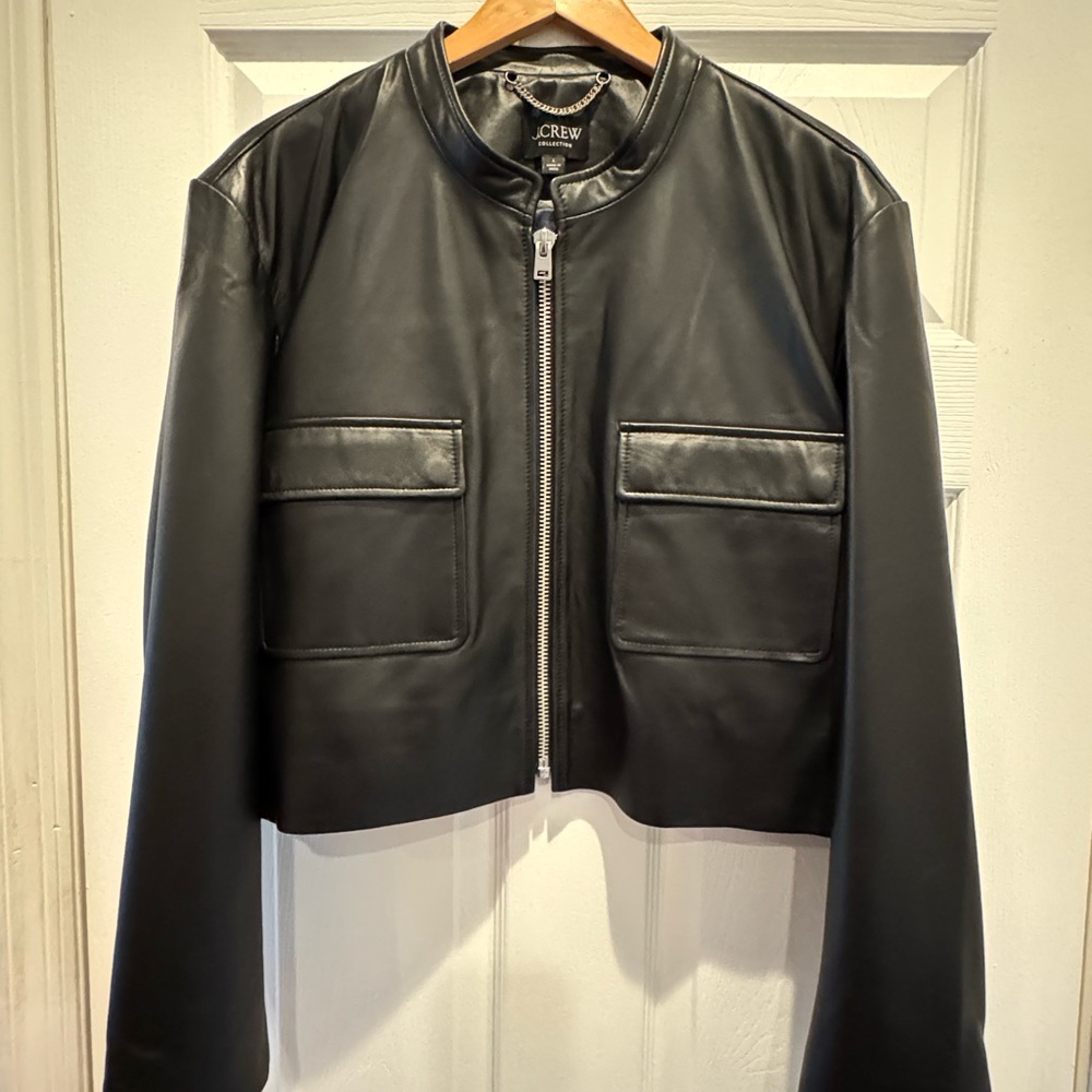 J. Crew Collection Black Leather Jacket. Butter soft 100% lamb, leather.